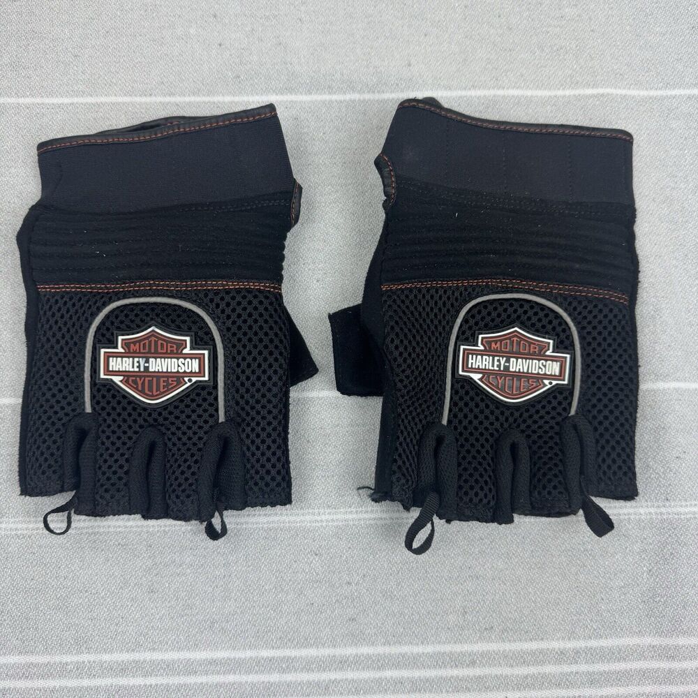 Harley Davidson Bar & Shield Fingerless Mesh Gloves Motorcycle Mismatch SZ L/XL